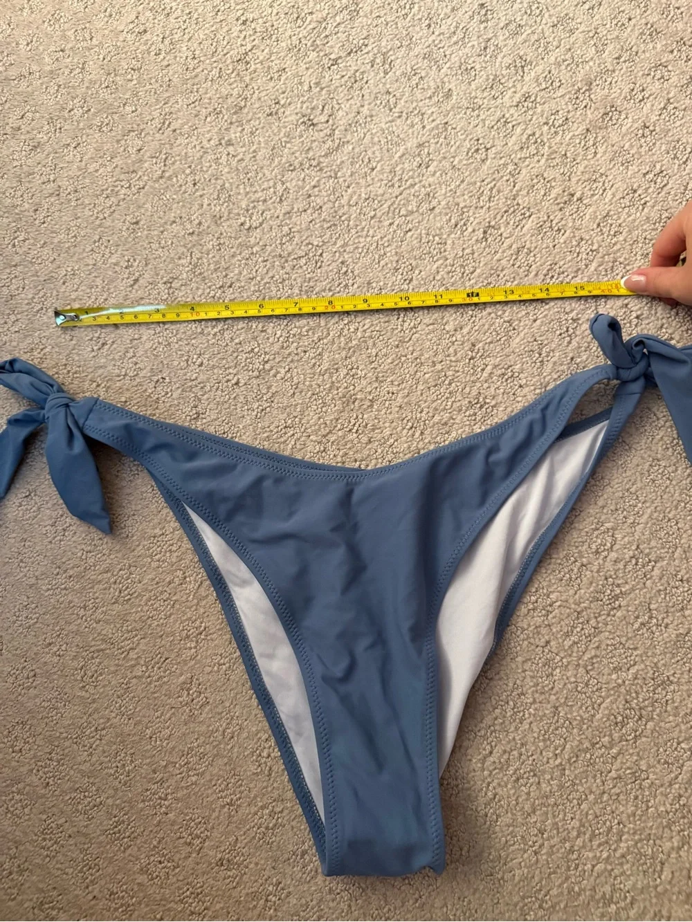 Blue Bikini Set Wide Strap Cheeky Tie Bottoms Gold Accent Sweetheart Neck XL